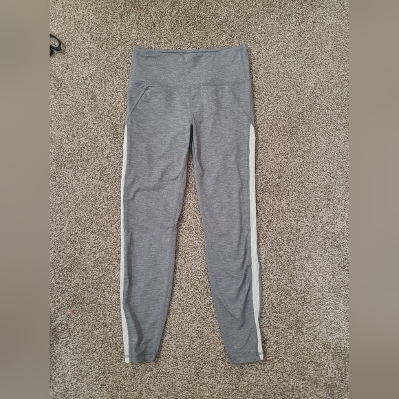 Athleta Chaturanga Striped Mesh Side Athletic Leggings - Picture 2 of 6